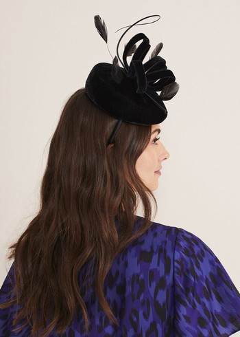 Phase Eight Velvet Pillbox Fascinator Hats Black Canada | PBTSYW-075